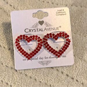 NWT Ruby Red Sterling Silver Heart Earrings